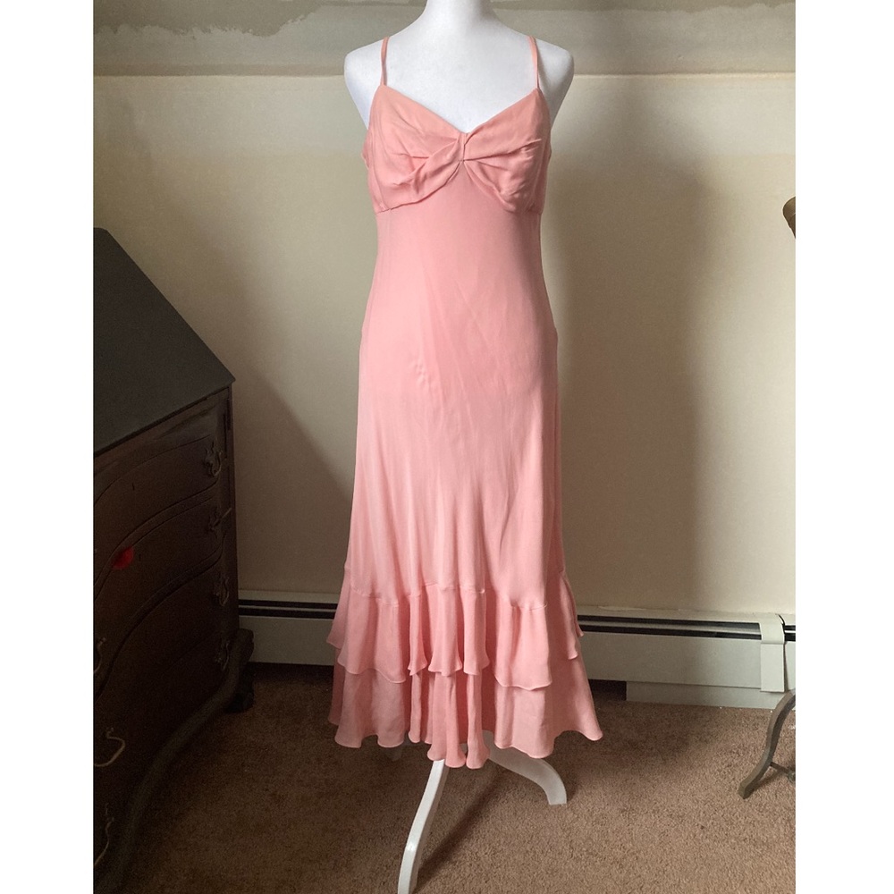 Shoshanna Vintage pink ruffled Silk midi dress size 8 NWT